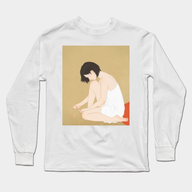 A woman painting a pedicure Long Sleeve T-Shirt by saitmy